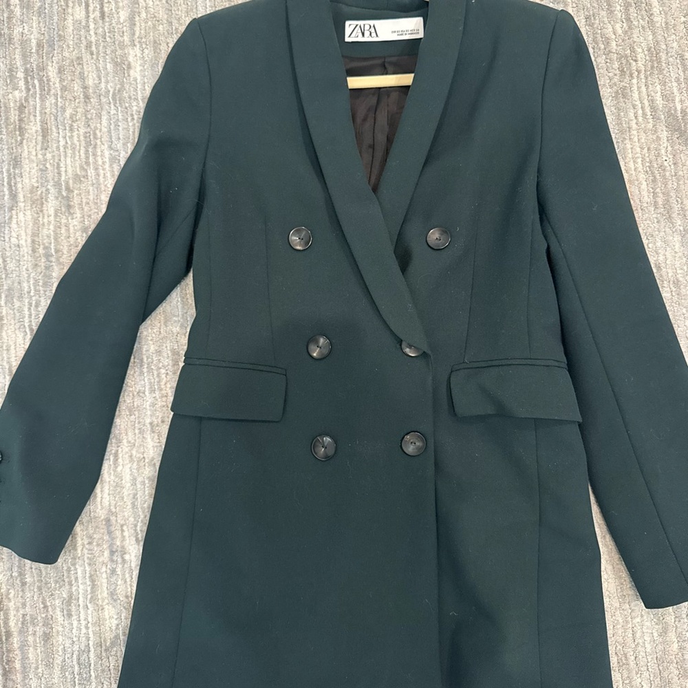 Zara Women's Dark Green Double-Breasted Blazer